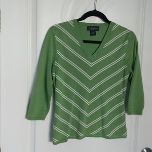 Green and white Chevron 3/4 length sweater